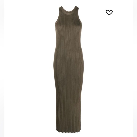 TOTEME Seamless Ribbed Knit Tank Dress  Faded Olive Large - Picture 4 of 15